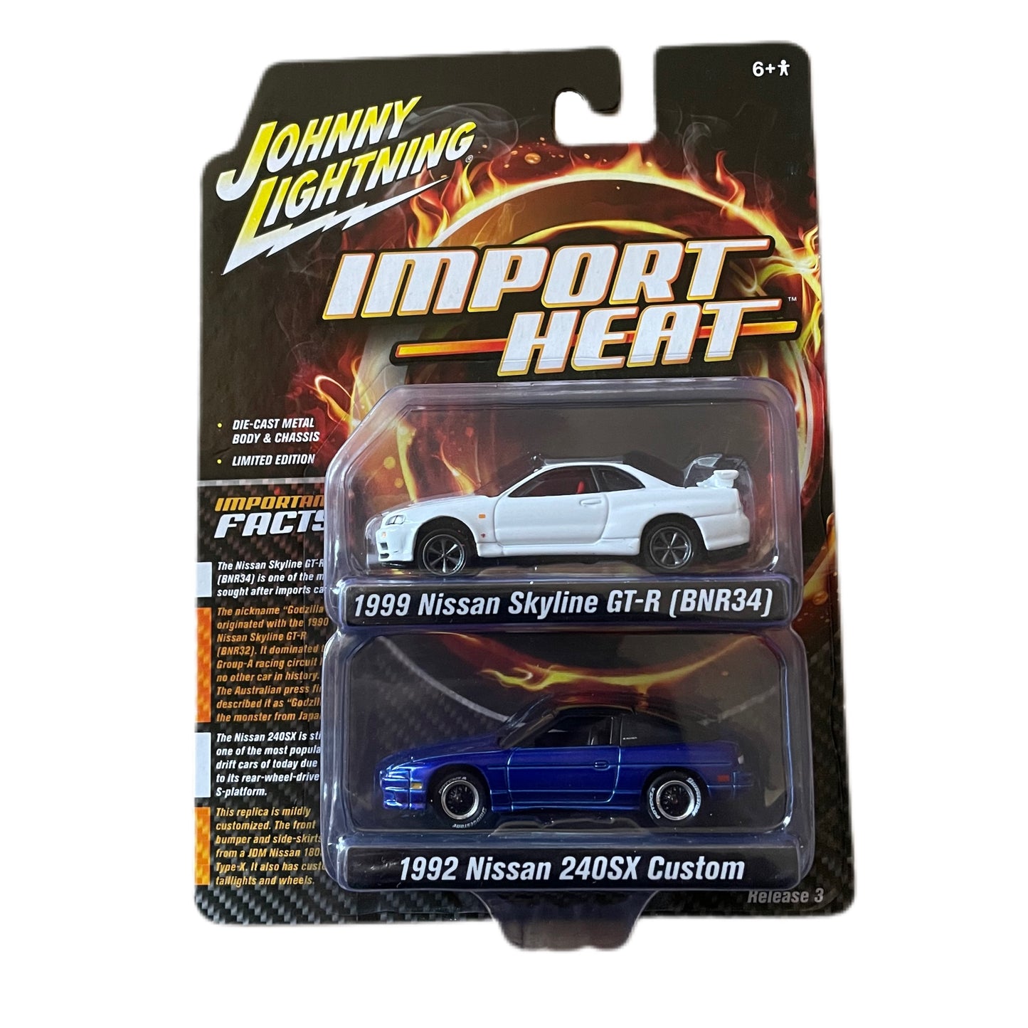 Johnny Lightning Premium Import Heat (R34) Skyline and 240SX