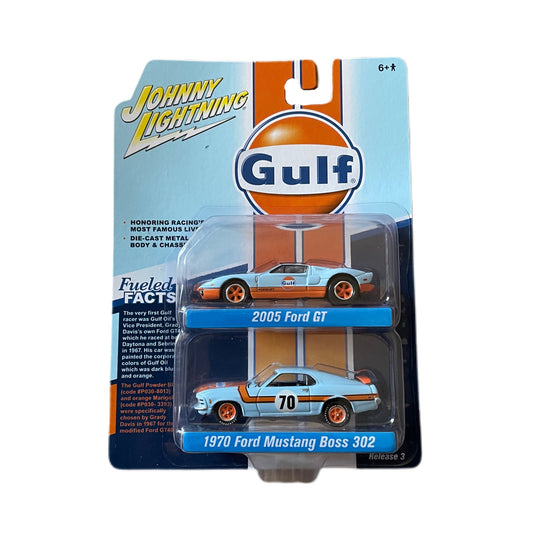 Johnny Lightning Premium Import Heat “Gulf” Ford GT & Mustang Boss 302